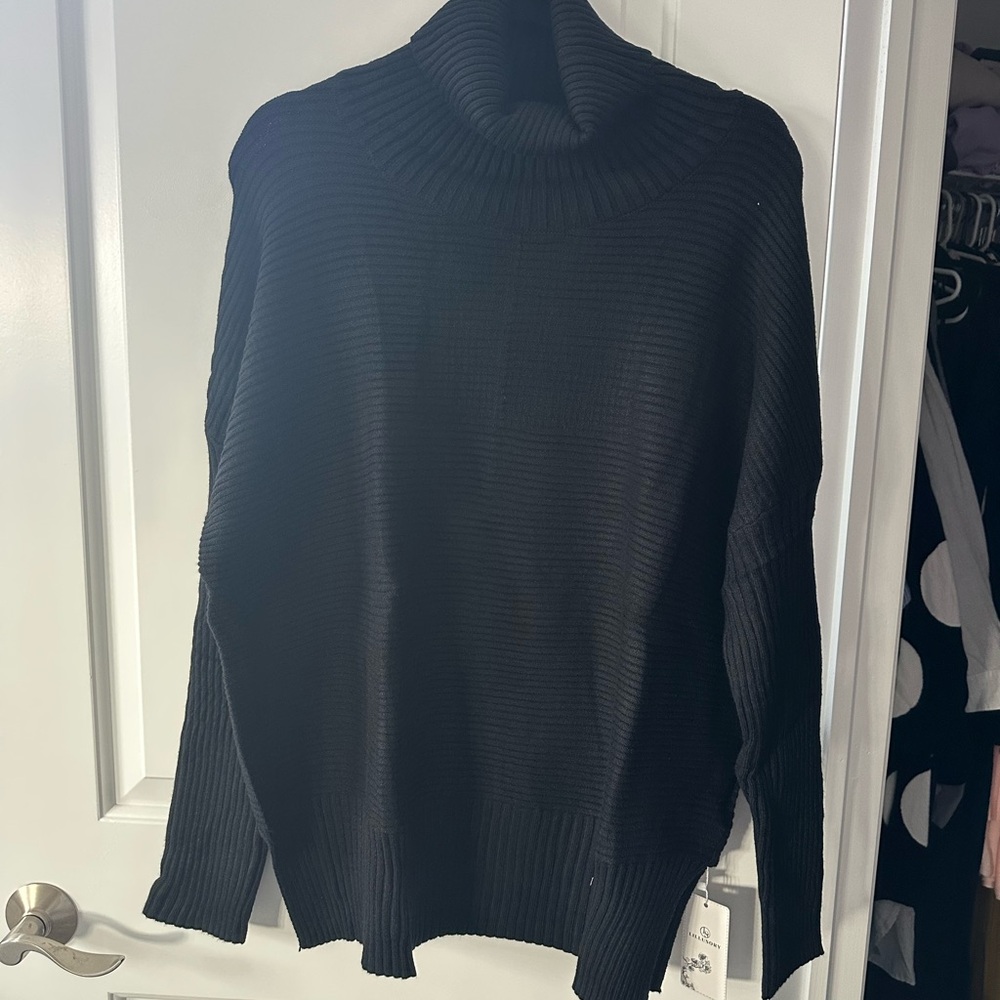 Elegant Black Cowl Neck Sweater
